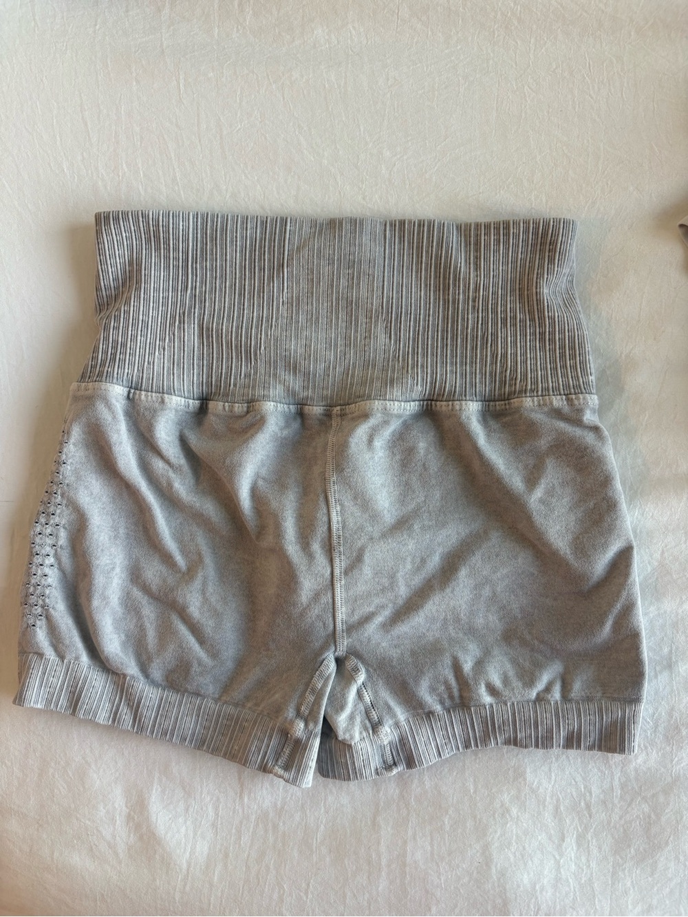 FP Movement by Free People Ribbed High-Waist Light Gray Bike Shorts